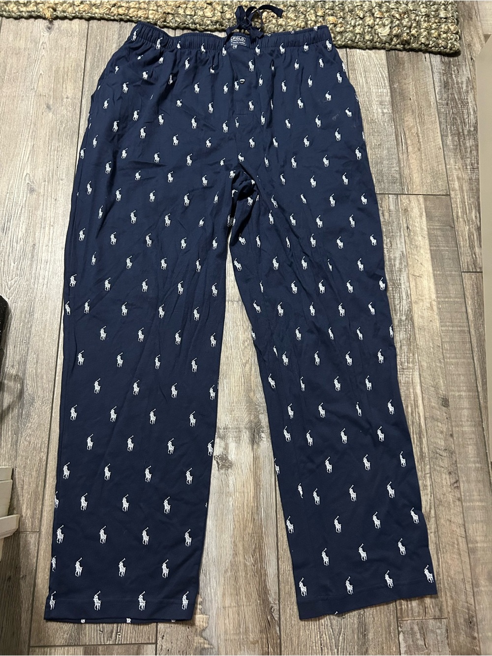 Polo by Ralph Lauren Navy Pajama Lounge Pants with White Pony Print 💯 cotton